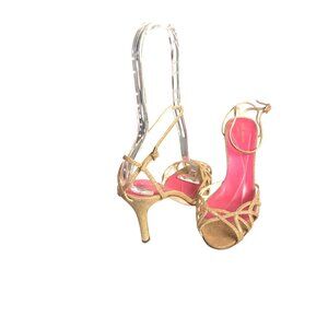 Kate Spade Gold shimmer strappy  Open-Toe Heels With Size 8 Women’s 4'High Heels